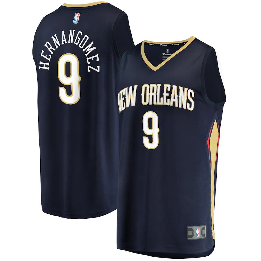 Men New Orleans Pelicans #9 Willy Hernangomez Fanatics Branded Navy Icon Edition 2021-22 Fast Break Replica NBA Jersey